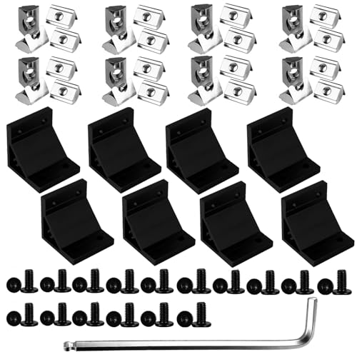4080 Corner Bracket Connector Set for 4080 8080 Aluminum Extrusion Accessories 8Set(Black JY)