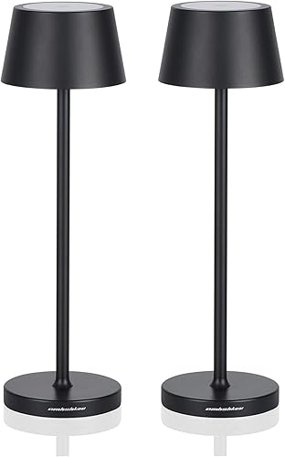 Juego de 2 lámparas de mesa inalámbricas, con atenuación táctil y función impermeable IP54, adecuadas para iluminación interior y patio, color