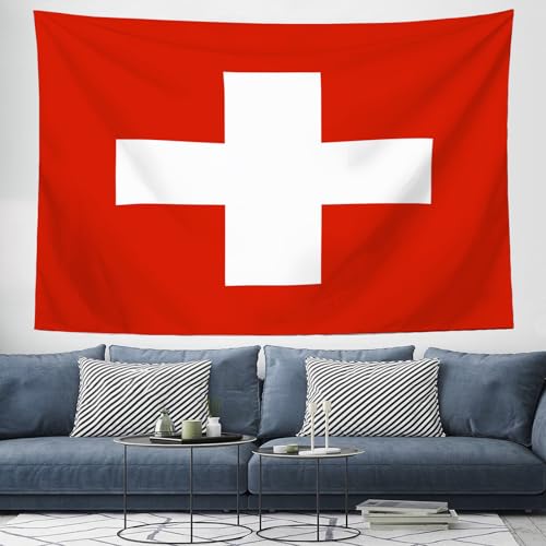 Tapisserie murale drapeau suisse en tissu 230x180 cm pour salon