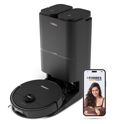 Eureka Forbes SMARTCLEAN Fully Automatic Robotic Vacuum and Mop | Germguard Technology | AI Visual Sensor | Hot Water Mop Cleaning & Air Drying | 7000Pa Suction Power | 50 Days of Hands-Free Operation