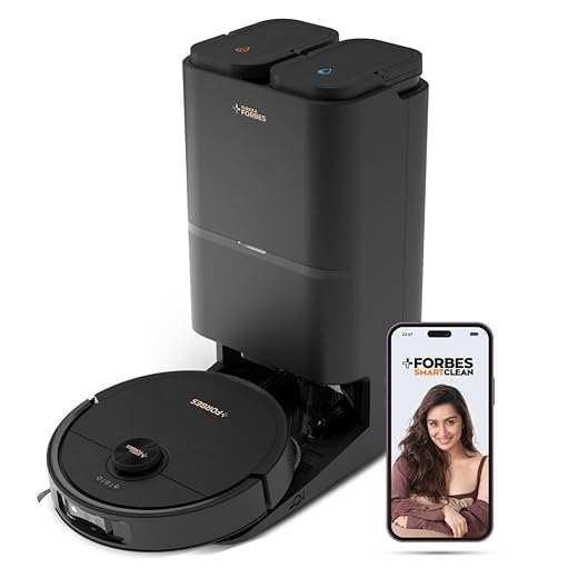 Eureka Forbes SMARTCLEAN Fully Automatic Robotic Vacuum & Mop | Germguard | AI Visual Sensor | LiDAR 3.0 | Hot Water Mop Wash 50°C | Hot Air Dry 60°C | 7000Pa Suction | 50 Days Hands-Free