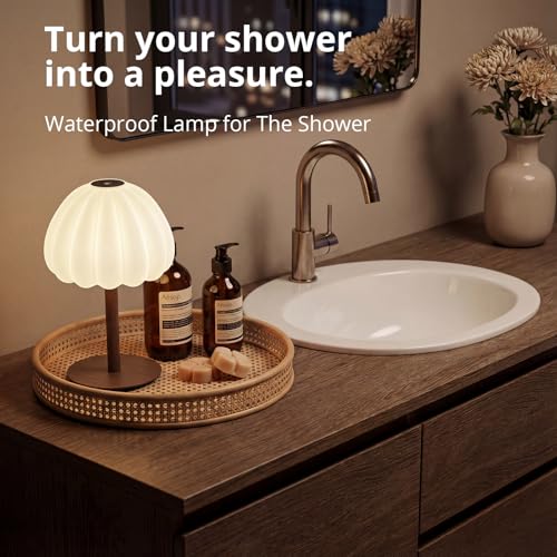 Image of Hifree Rechargeable Waterproof Shower Lamp, IP65 Cordless Touch Dimmable Small Desk Light for Inside Shower, 4500mAh Battery Operated Color Changing Table Lamp for Bathroom, Bedroom, Outdoor