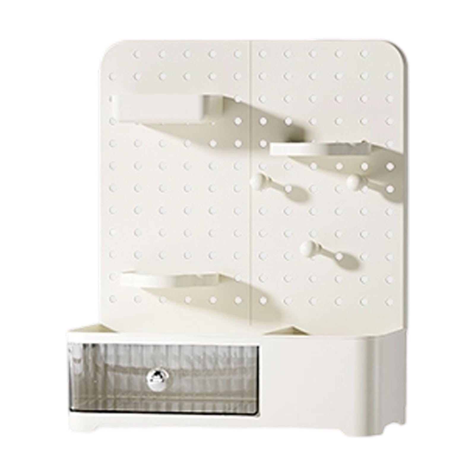 Jazuaiao Sturdy ABS Figure Display Shelf Pegboard Design Smooth Sliding Drawers Desktop Storage Solution Desktop Display Case for Blind Packagings