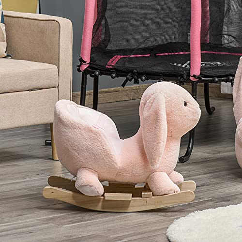 HOMCOM Schaukeltier Schaukelpferd Kinder Schaukel Rosa 60 x 33 x 50 cm – Bild 3