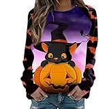 Damen Blusen Damene Herbst Tshirt Witzige Polyester Oberteile Für Damen Running Langärmeliges Kurz Leichter Dünn Kürbis Mit Rundhals Encanto Shirts