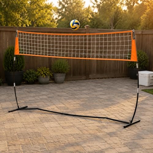 Red de voleibol portátil con malla blanca para instalación en interior y exterior 6