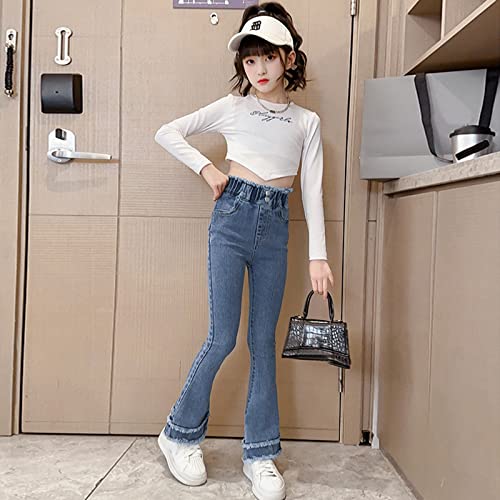 Little Girls Flared Jeans Children Elastic High Waisted Casual Trousers Stretch Bell Bottom Denim Pants2