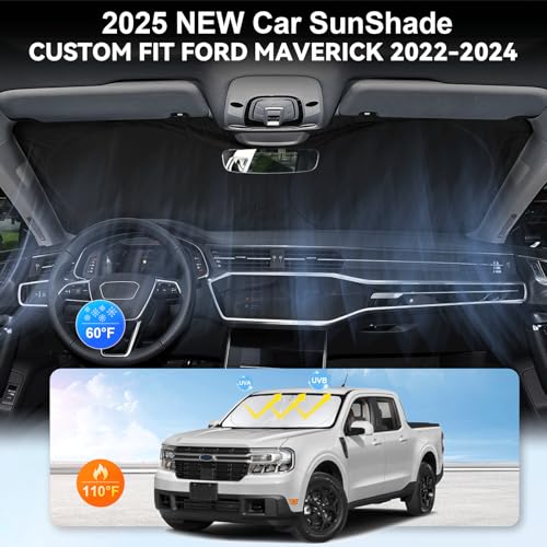 Sunshade for Maverick Windshield Sun Shade Custom-fit for 2020-2025 2026 Ford Maverick XLT, Limited, Platinum Accessories Foldable Window Shield Windshield Cover Sun Visor Protector Block UV