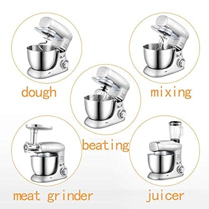 MIAOLEIE Standmixer 1000W 8 in 1 Elektrische Küchenmaschine Mit 4L Edelstahl Rührschüssel Zubehör Fleischwolf Und Mixer… – Bild 3