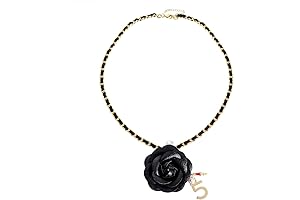 CHANEL 5-Letter Necklace for Women, Genuine Leather Rope with Flower Pearl 'CC'...