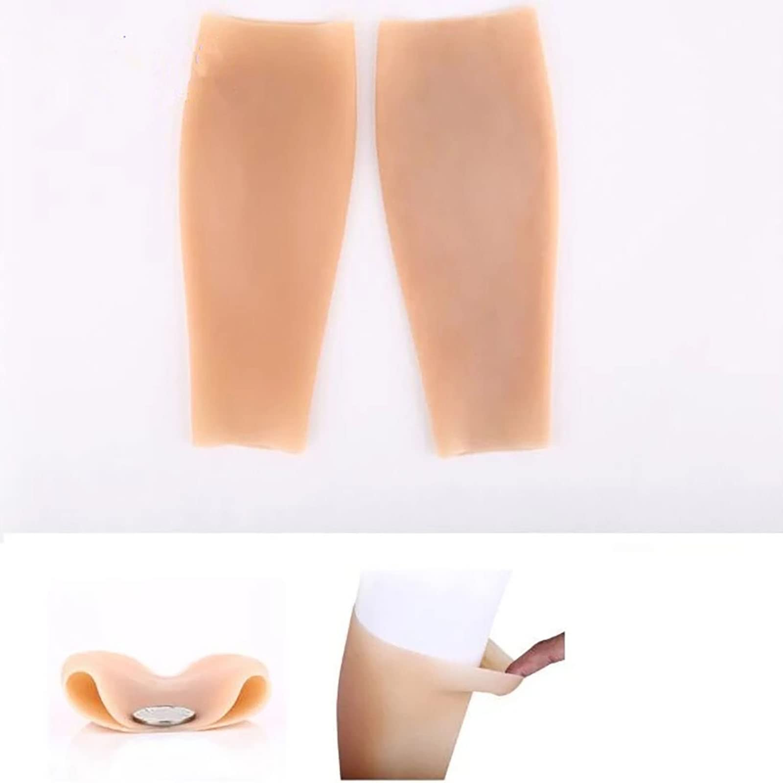 paio di finti polpacci in silicone, manicotto in silicone realistico, gamba finta per correttore di polpacci indossabile, gambe storte o sottili, maniche per la copertura delle cicatrici delle bracc