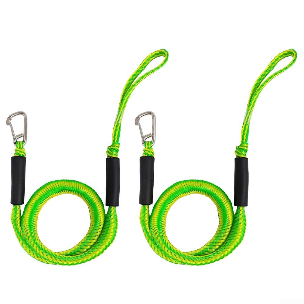 Corde d'amarrage bateau élastique 1,2-1,7m lot de 2 cordons à flotteurs vert pour kayak