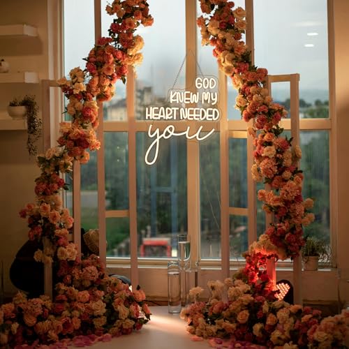 Image of Horseneon God Knew My Heart Needed You Neon Sign Romantic LED Wall Decor for Bedrooms, Wedding Gifts, Anniversary Presents, USB Powered Adjustable Brightness Inspirational Decor