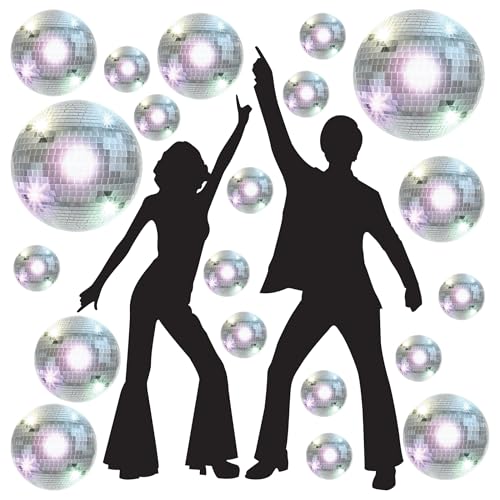 Beistle Retro Disco Party Decoration Bundle – Double-Sided Dancing Silhouette Cutouts and Assorted Disco Ball Decorations, 70s Dance Supplies for Birthdays, Nightclubs, Prom and 1970s Themed Events