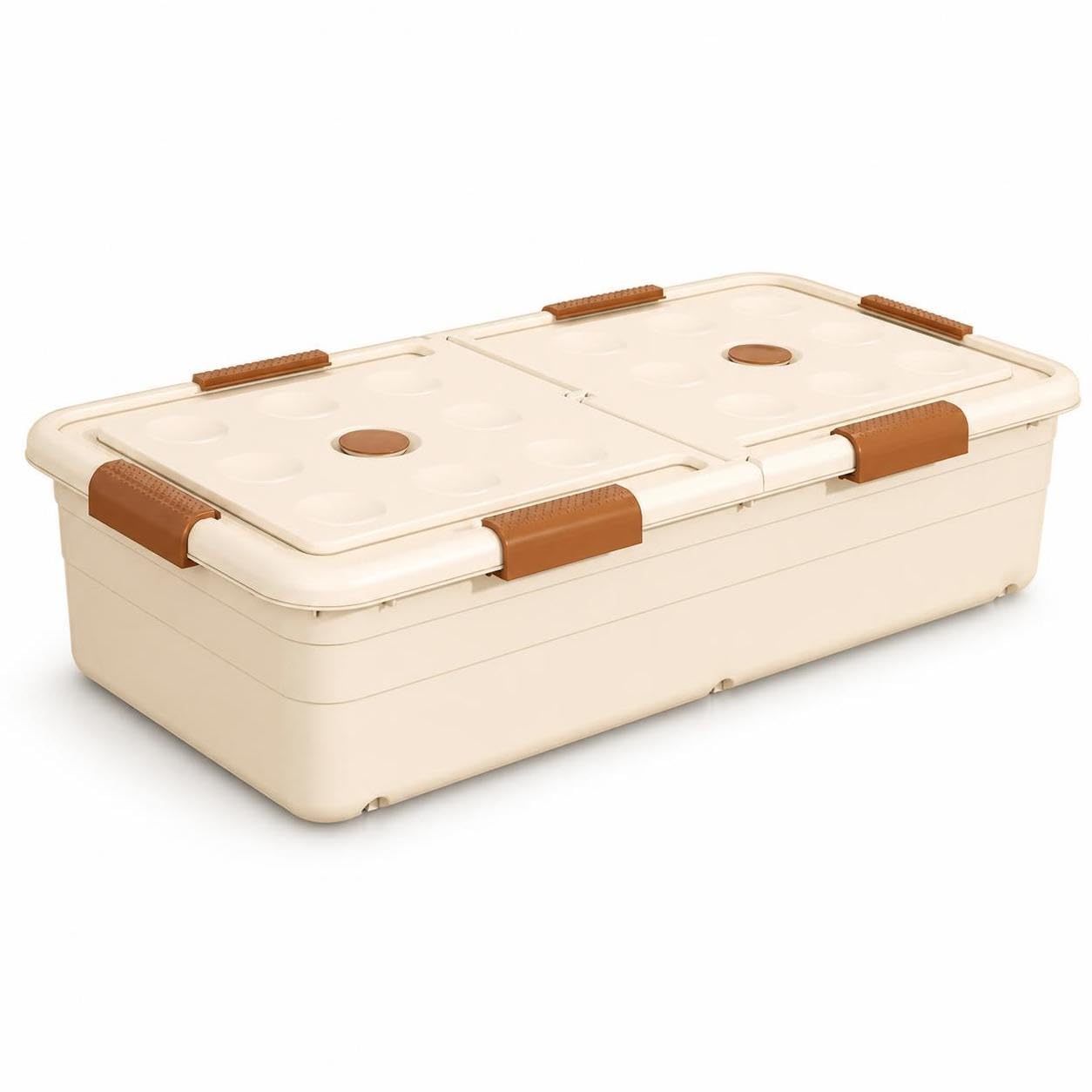 Contenitore Sottoletto con Ruote, Giallo crema 100x52x29cm