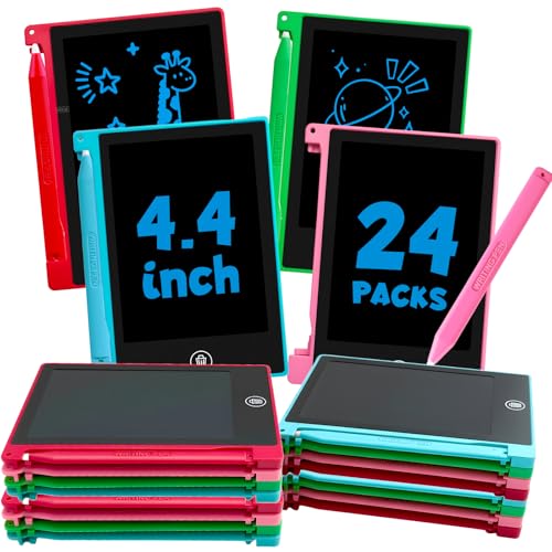 24 Pack 4.4 Inch Mini LCD Writing Tablet for Kids, Erasable and Reusable Toddler Doodle Board, Ideal School or Party Favors Gift for Age 3 Years Old and Above