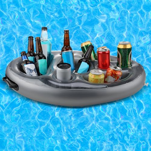 Newofview Poolbar Aufblasbarer,2 in1 Aufblasbarer Getränkehalter und Snackhalter,8 Löcher Große Kapazität Floating Coast...