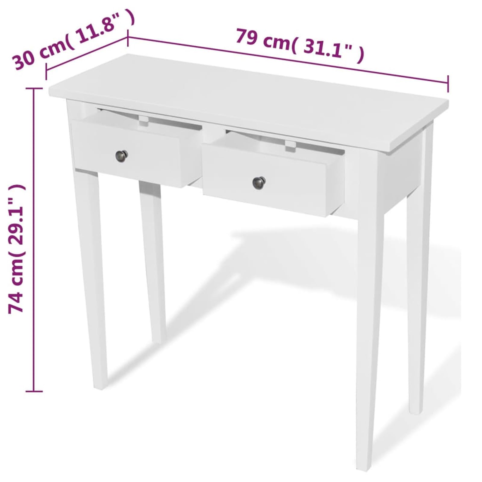 Homgoday Mesa Consola tocador con Dos cajones Blancos Mesas auxiliares de salón,Mesa Consola Recibidor Mueble de Entrada Estrecha Clásica