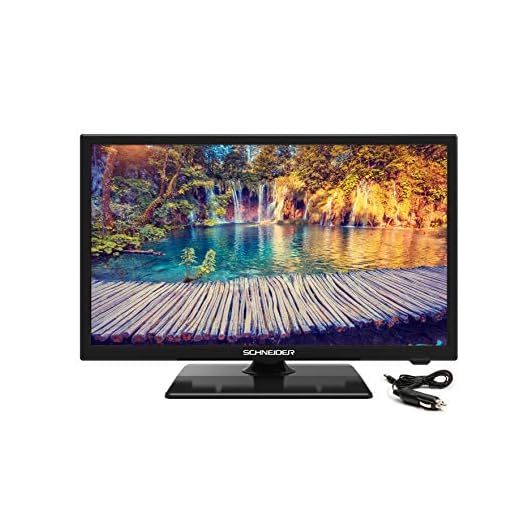 Schneider Consumer - Televisión LED 24" HD 220/12V, LED24-SCP100HC, HDMI, USB, Adaptador 12v Especial Coches y autocaravanas, Negra