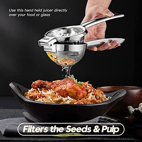 Image of CCKO Lemon Lime Squeezer Stainless Steel Manual Juicer Extra Large Heavy Duty Citrus Juicer Hand Press Max Extraction Fruit Juicer for Oranges Lemons Limes