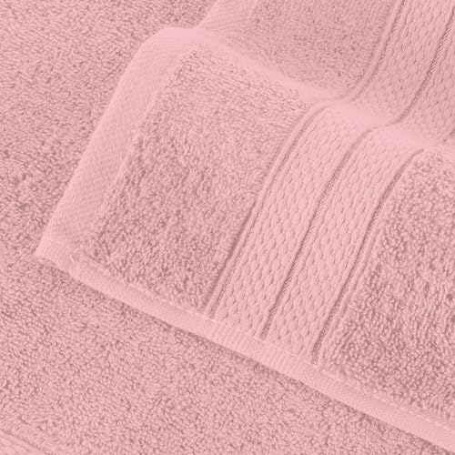 Image of Elegant Comfort Three Line Popcorn Towel Set for Bathroom 35 x 70 inches, Premium Hotel Quality 1-Pack Jumbo Towels, 100% Turkish Cotton, Soft and Durable, Quick Dry and Highly Absorbent, Dusty Pink