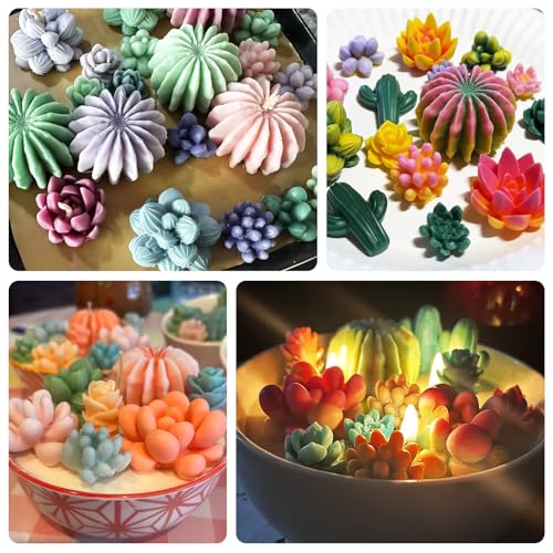 Byffoer Pack of 9 Silicone Succulent Moulds, Ideal for Candles Cake Decoration, Resin, Soap, DIY Crafts - Image 4