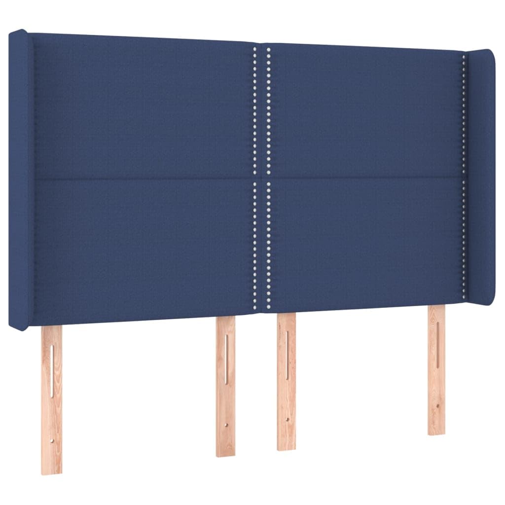 Cabecero de cama LED azul, 147 x 16 x 118/128 cm, altura ajustable, tela acolchada, con barra RGB, para jóvenes y adultos