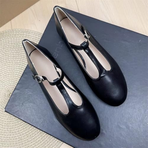 Stunner Women's PU Flats Classic Round Toe Mary Janes Flats Comfortable T Strap Ballet Shoes2