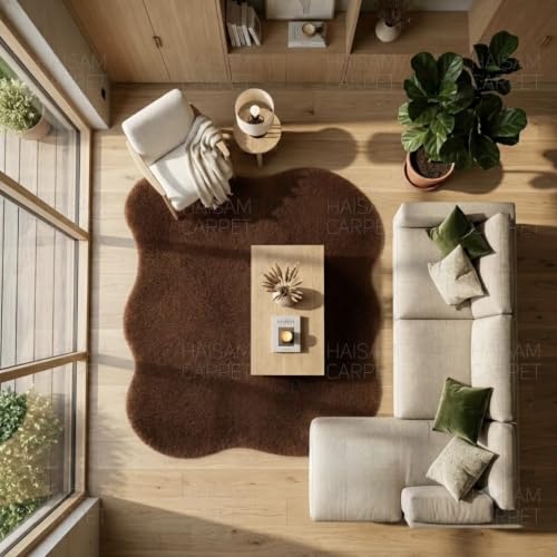Image of Modern Shape Shaggy Rug | Super Soft Microfiber Area Carpet for Living Room, Bedroom Designer Cloud Shape Size 3x5 Feet.