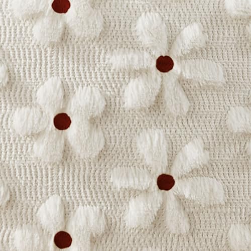 Image of DFXSZ Spring Summer Pillow Covers 16x16 inch Set of 2 White Rust Daisy | Farmhouse Decor Soft Plush Faux Fur Jacquard Throw Pillow Covers|For Spring Holiday Sofa Home Decor