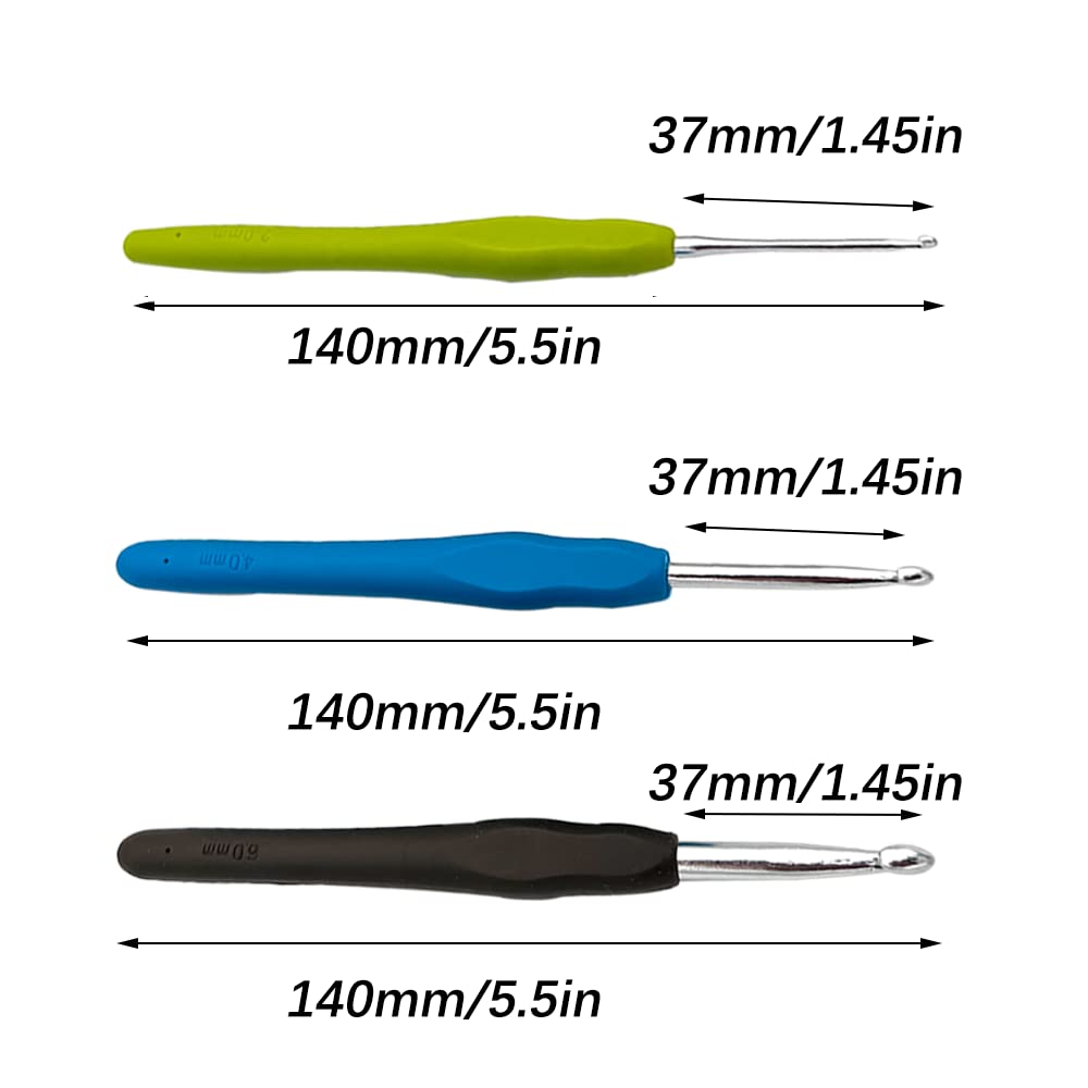 PXBSNB Häkelnadel Set 36-tlg. - 14 Größen 2-10mm Mit Markierungsnadeln