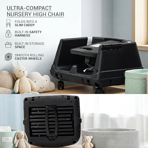 Image of Baybee 4 in 1 Convertible High Chair for Kids | Foldable Baby Feeding Chair with Safety Harness, Adjustable Tray, Booster Seat | Easy to Clean, Portable Dining Chair (Black)
