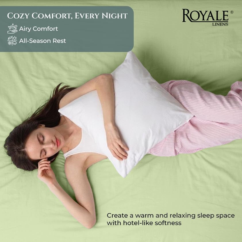 Image of Royale Linens 400 Thread Count Full Fitted Sheet Only - 100% Cotton Full Size Bed Fitted Sheet - Luxury Sateen Weave - All Around Elastic Deep Pocket - Soft Sheets - Fit Up to 16 inch (Florentine Sage)