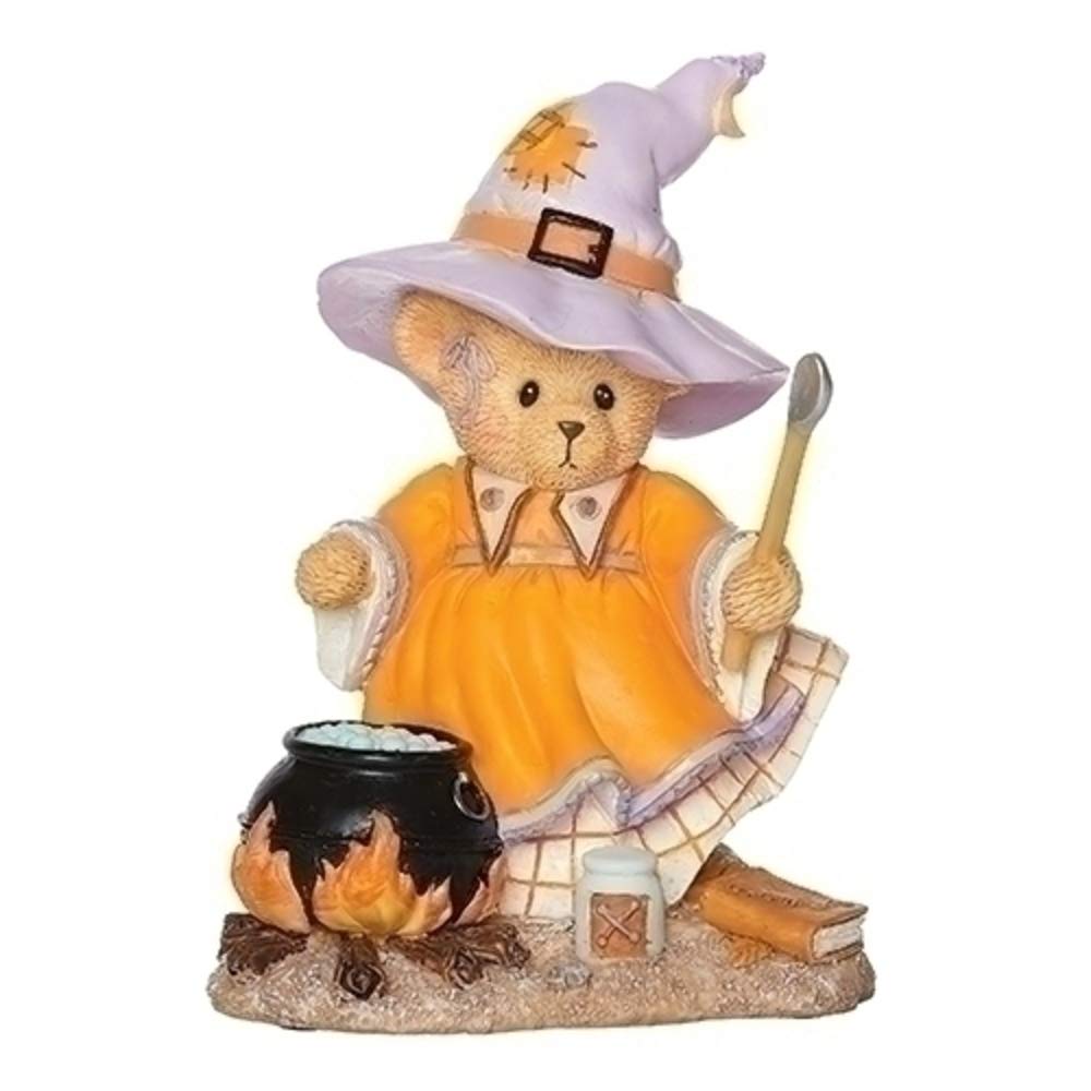 Roman Cherished Teddies Halloween Gretel Witch with Cauldron Figurine 4 Inch