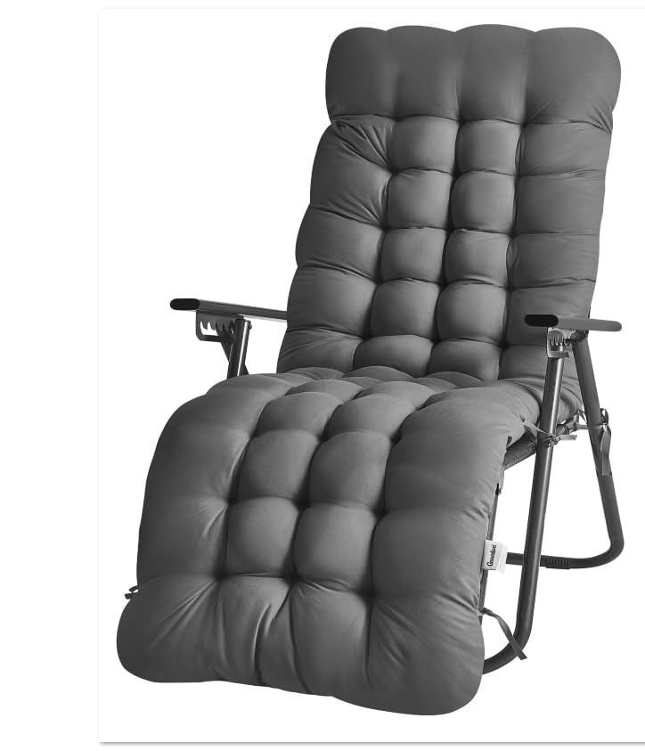 groundlevel.co.uk Extra-Thick Gravity Chair Cushion – Universal Fit for Zero Gravity Recliners | Premium Comfort Pad for Outdoor & Indoor Lounging (Charcoal)