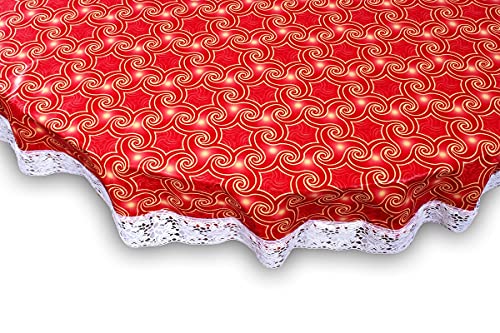 Image of The Furnishing Tree Round Shaped Center Table Cover WxL 48x48 inches with White Border lace