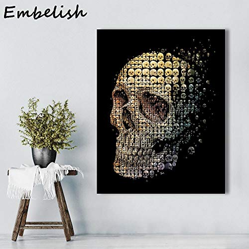 PLjVU Abstract Cool Skull Wall Art Picture for Living Room Modern Home Decoration Poster HD Print on Canvas Oil Painting Artwork-Senza telaio40X50cm