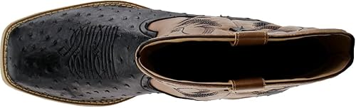 Miniatura 6 de Botas casuales para hombre ROPER con punta cuadrada y protuberancias estilo avestruz, de media pantorrilla - Marrón, Blanco