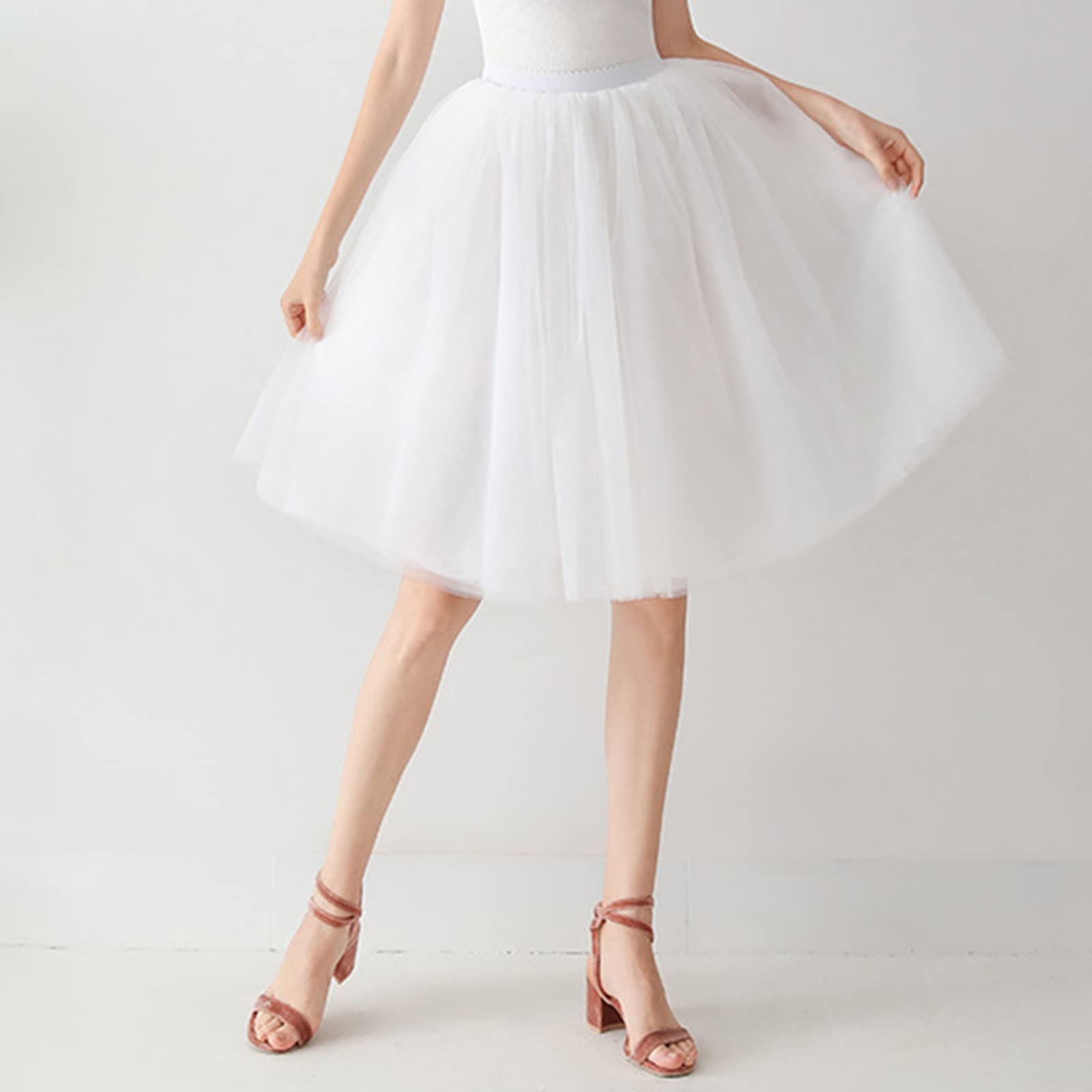 Gonna in Tulle Donna, Sottogonna Tulle Donna Breve Partito Tutu Vintage Ballerina Gonna Cosplay Sottogonne al Ginocchio Retro Petticoats Tutu di Tulle per Feste in Maschera Gonna Tulle Nera Bambina