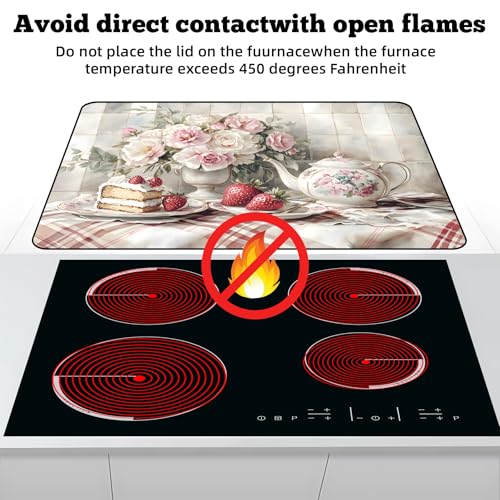 Image of Multi-Design Stove Cover for Glass /Electric Stoves - 3-in-1 Heat-Resistant Protector Mat, Non-Slip Drying Rack 28 inchx20 inch