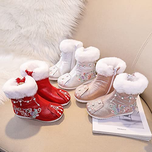 Baby Girls Embroidered Warm Cotton Boots Princess Cotton Boots National Boots Little Girls Boots Winter Snow Boots3