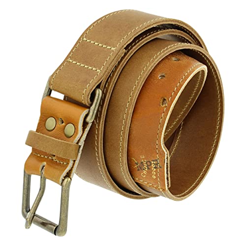 Mens Belts Leather Dress Belt - 36in Vintage Glove and Full Grain Leather Belts for Men and Women