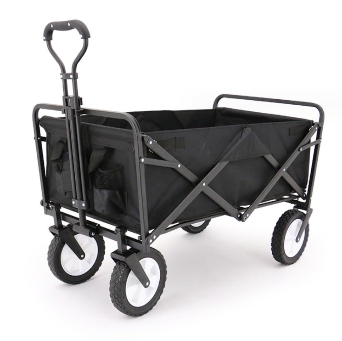 Robuster faltbarer Gartenwagen – Tragbarer 4-Rad-Allzweckwagen für Camping, Angeln, Gartenarbeit, Einkaufen – Vielseitiger Rollwagen für Outdoor-Aktivitäten