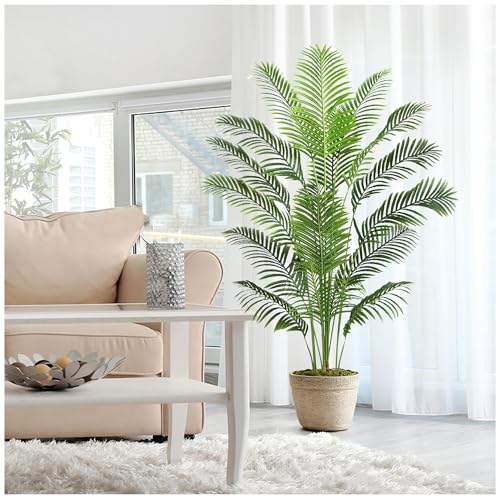 Palmier Artificiel Arnusa en Pot 180cm, Plante Artificielle Areca Interieur, Arbre Artificiel Décorative pour Salon Balcon Chambre Bureau (Pot Noir, 180cm)