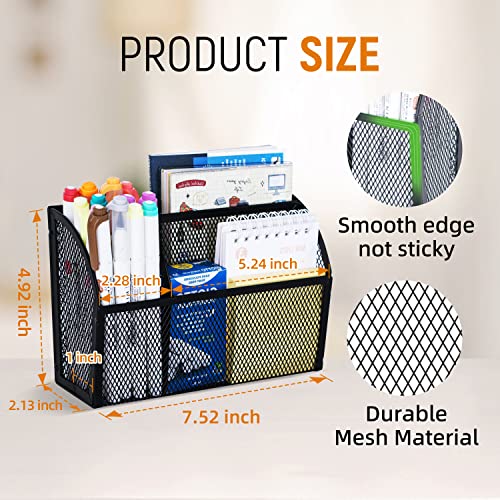 Daltack Magnetic Pencil Holder Magnetic Shelf For The Whiteboard 3-Grid Mesh Magnetic Pen Holder For Refrigerator Magnetic Organizer Locker Accessories Organizer For Home, School And Office, Black #TOP4