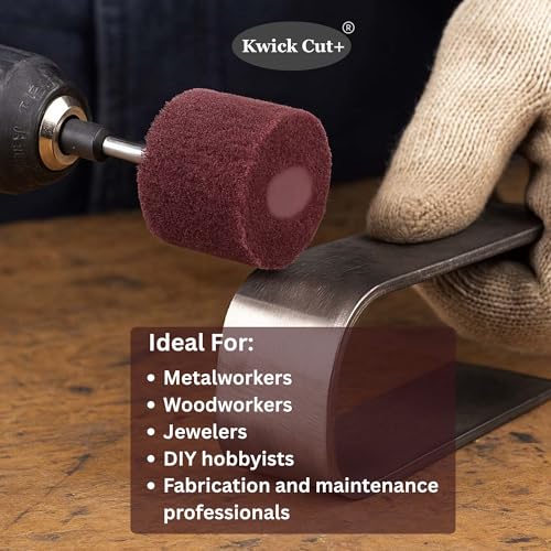 Image of KWICK CUT+ Non Woven vf Spindle Mop Wheel 40x40x6mm with 6mm Shaft 5pcs - Abrasive Surface Conditioning & Polishing Wheel for Drill /Rotary Tool