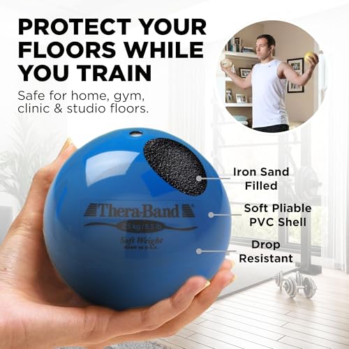 Image of THERABAND Soft Weight 5.5 Lb, 4.5 inch Medicine Ball, Weighted Exercise, Blue