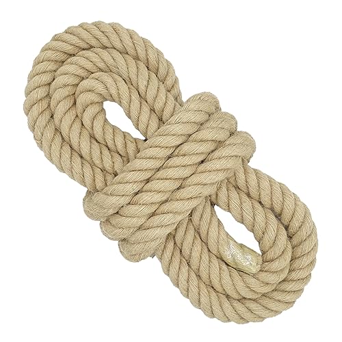 30 mm * 5 m Corde de Jute, Corde de balançoire à 4 brins, Corde de tir à la Corde, Corde en Toile de Jute pour travaux manuels, Jardinage, hamac,...