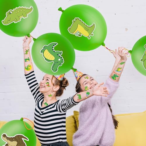 72 PCS Alligator Party Favors 48 Pre-Cut Temporary Tattoos & 24 Crocodile Animal Reptile Punch Balloons Birthday Party Decorations Supplies Favors Gift Goodie Bag Fillers Classroom Rewards Boys Girls