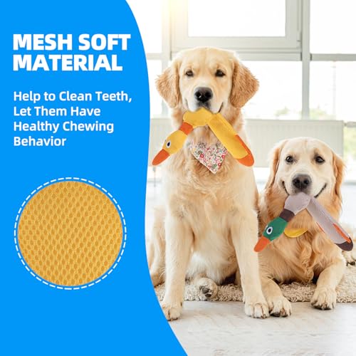 Image of Mihachi Floating Dog Water Pool Toys 2 Pack for Swimming Pool, Interactive Crinkle Pet Puppy Chew Toys for Play and Training, Funny Duck Toy for Small Medium Large Breed, Wild & Yellow Duck
